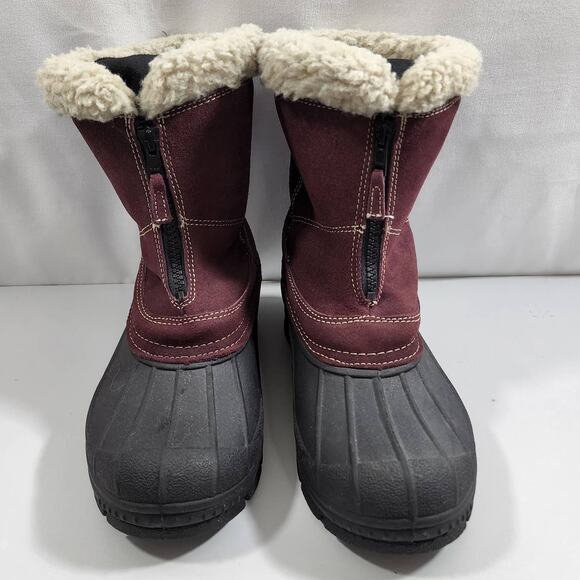 Northside ThermoLite Thin Insulation Women 9 Maroon-Black Suede Zip Ankle Boots - Picture 2 of 12